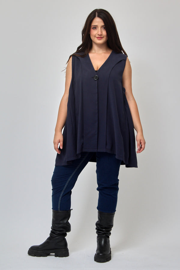 Gilet bottone pinces - Blu