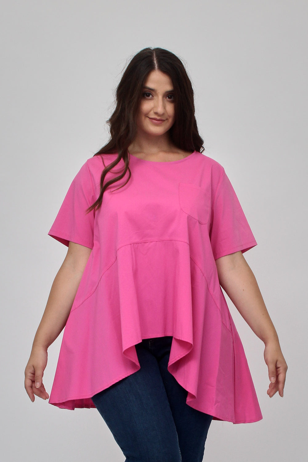 Blusa ruota taschino - Fuxia