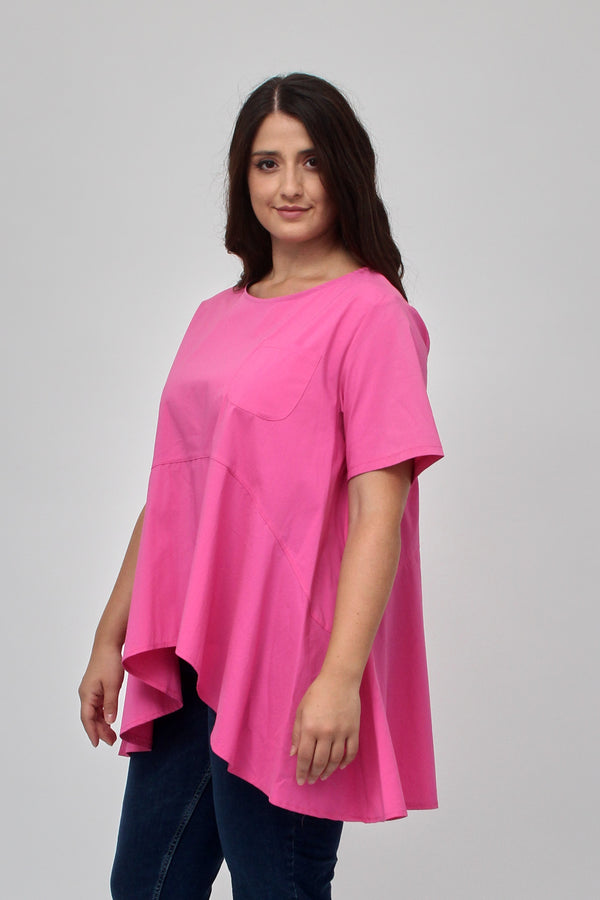 Blusa ruota taschino - Fuxia