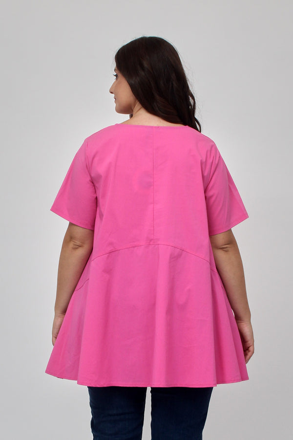 Blusa ruota taschino - Fuxia