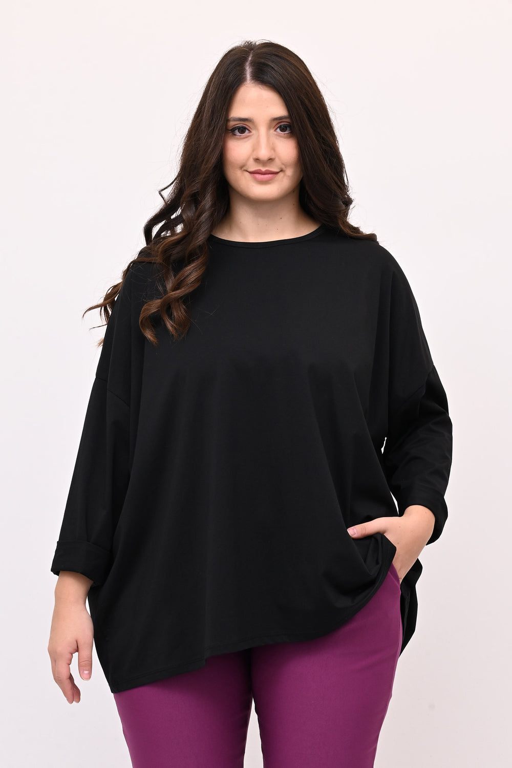 T-shirt scatola over - Nero