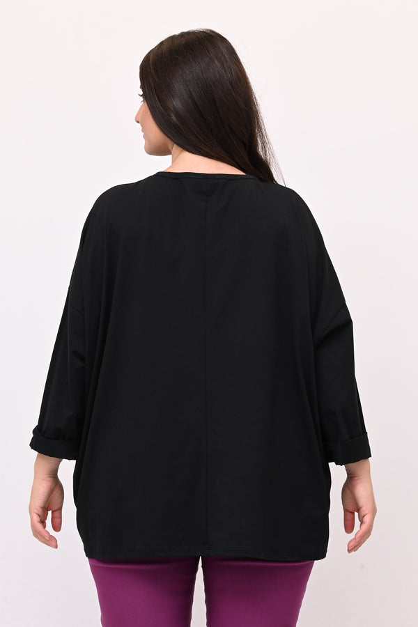 T-shirt scatola over - Nero