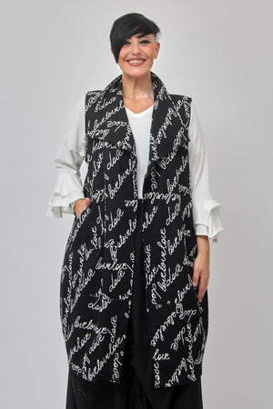 Maxi gilet scritte - Nero