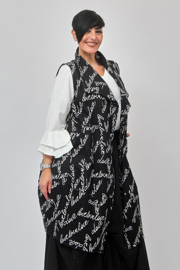 Maxi gilet scritte - Nero