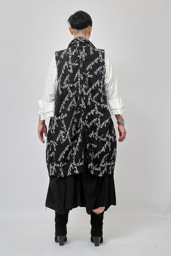 Maxi gilet scritte - Nero