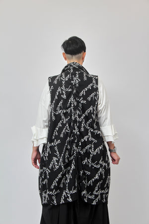 Maxi gilet scritte - Nero