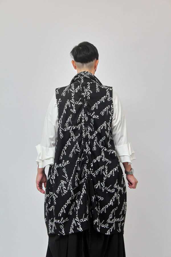Maxi gilet scritte - Nero
