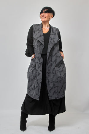 Maxi gilet scritte - Grigio