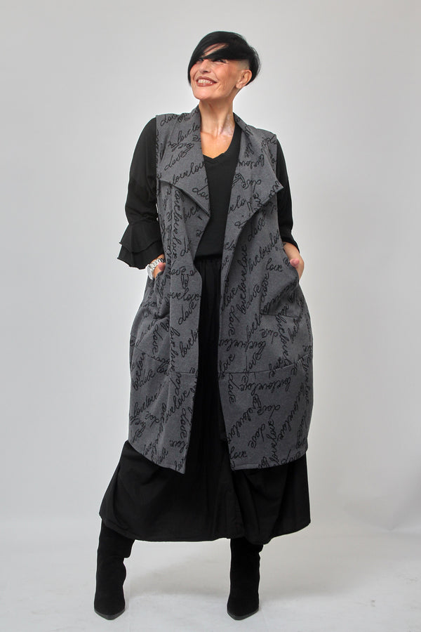 Maxi gilet scritte - Grigio