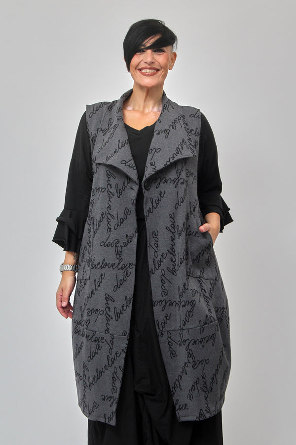 Maxi gilet scritte - Grigio