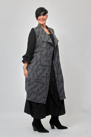 Maxi gilet scritte - Grigio