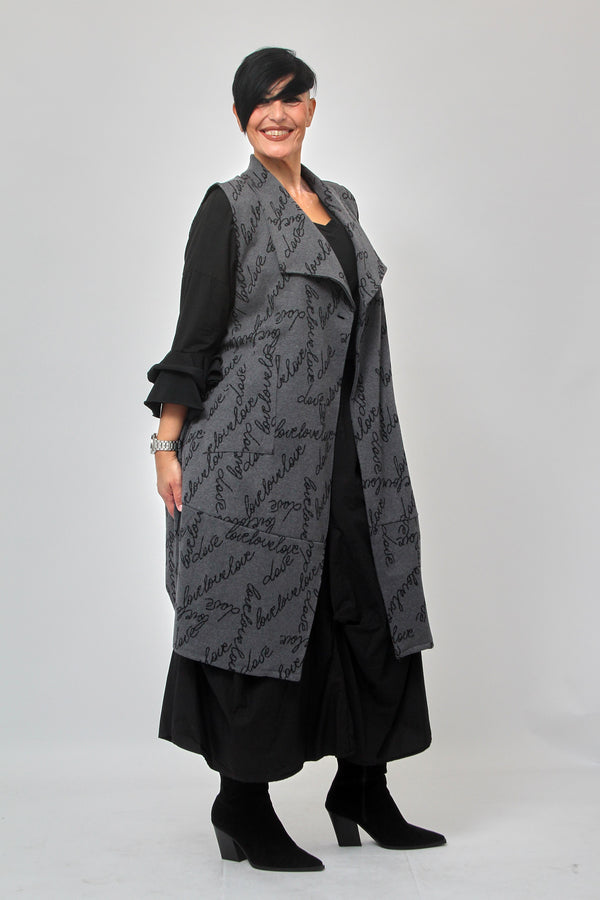 Maxi gilet scritte - Grigio