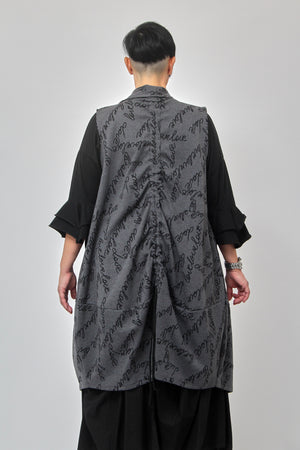 Maxi gilet scritte - Grigio