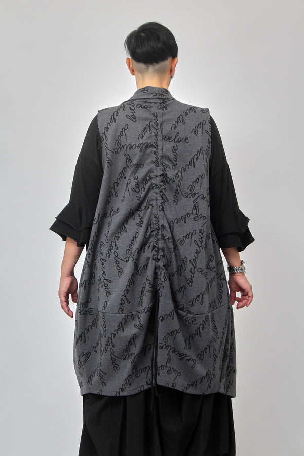 Maxi gilet scritte - Grigio