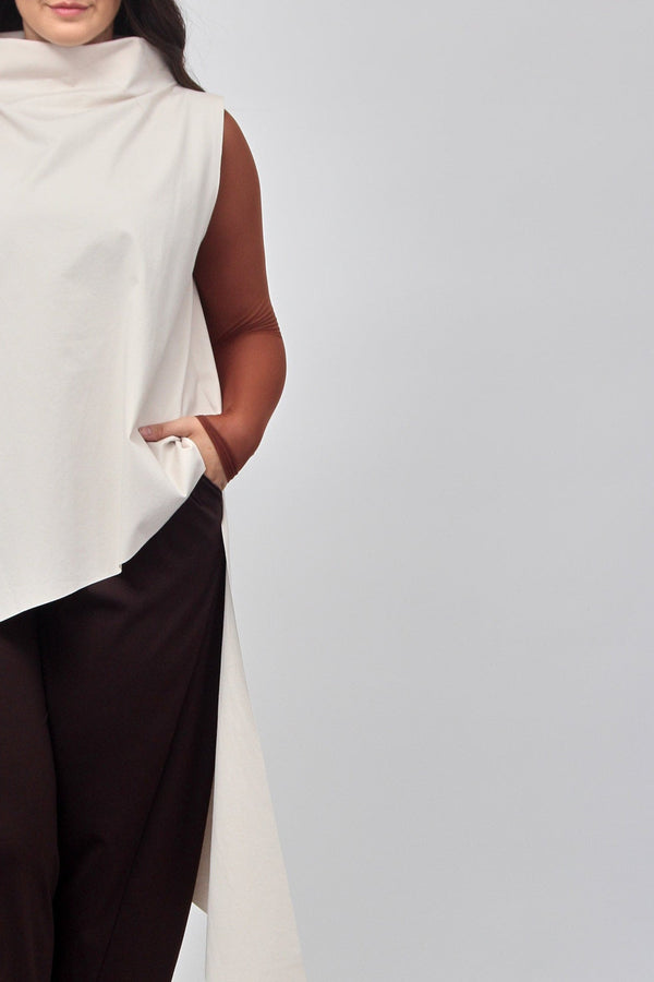 Gilet anello asimmetrico - Gesso