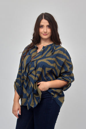 Camicia zebrata rouches - Blu