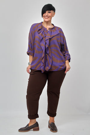 Camicia zebrata rouches - Viola