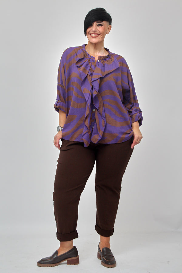 Camicia zebrata rouches - Viola