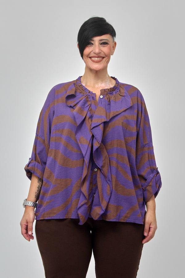 Camicia zebrata rouches - Viola