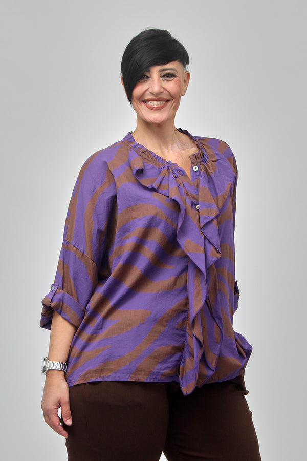 Camicia zebrata rouches - Viola