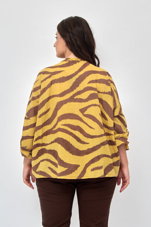 Camicia zebrata rouches - Senape