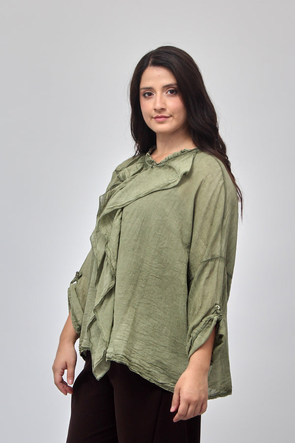 Camicia rouches - Verde militare