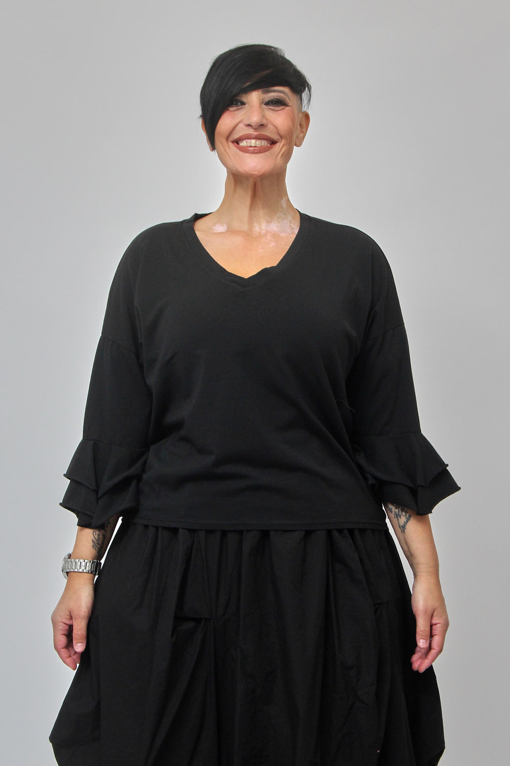 T-shirt manica campana - Nero