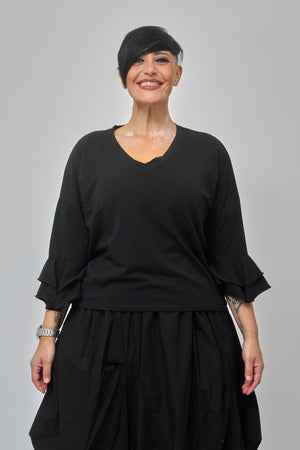 T-shirt manica campana - Nero
