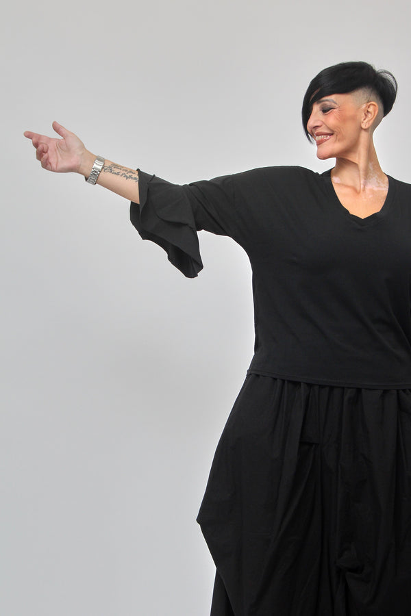 T-shirt manica campana - Nero
