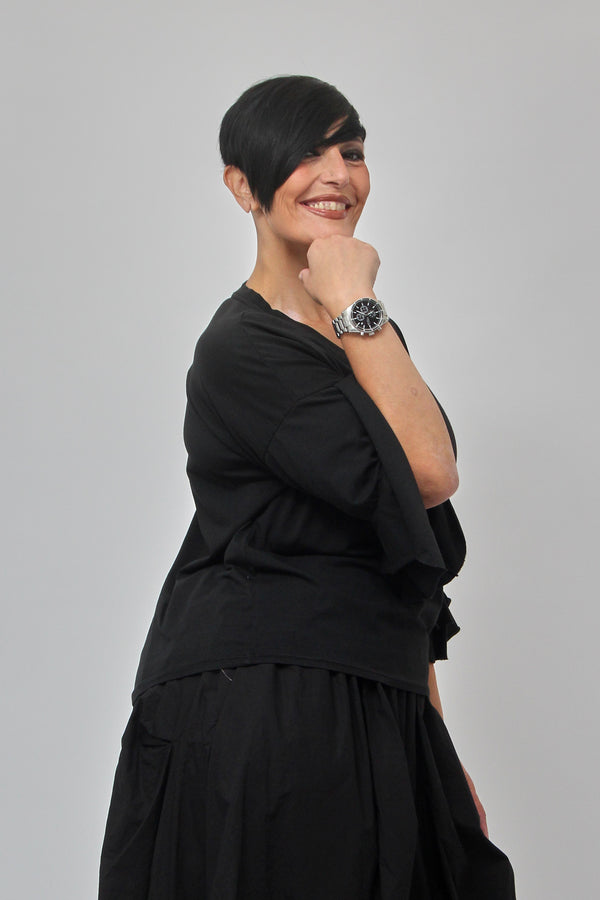 T-shirt manica campana - Nero