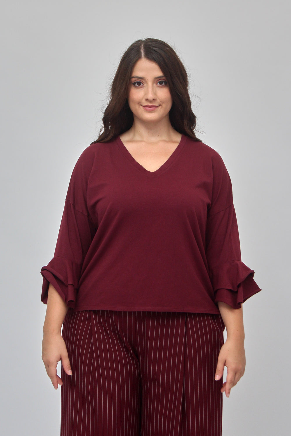 T-shirt manica campana - Vino