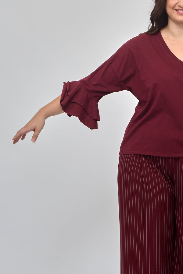 T-shirt manica campana - Vino