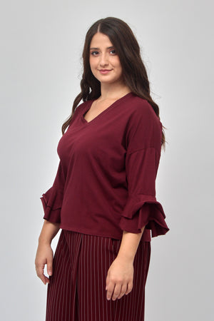 T-shirt manica campana - Vino
