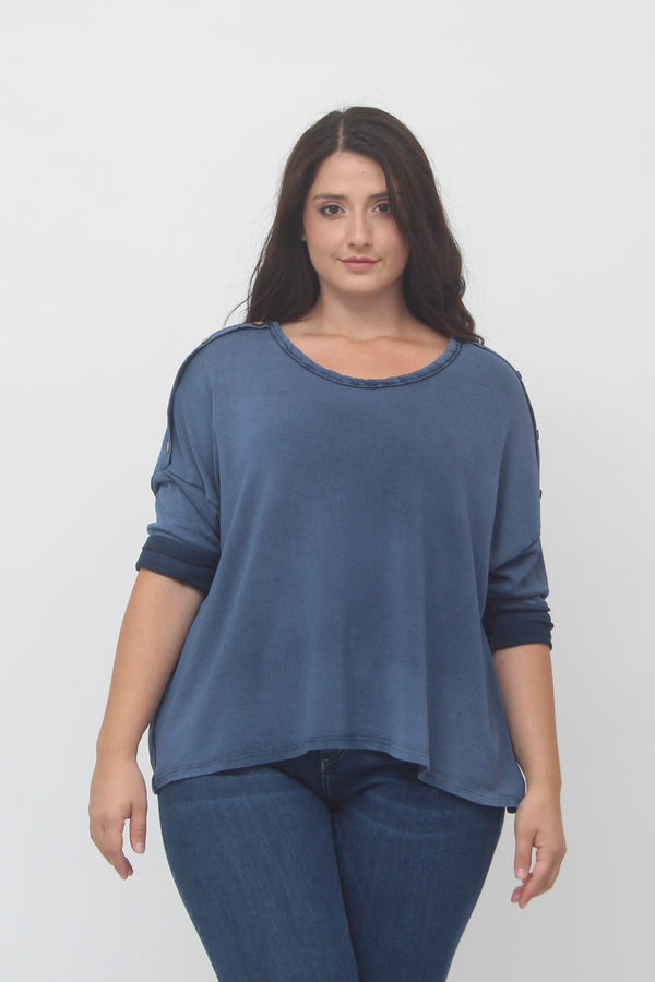 Maglia bottoni spalla - Blu