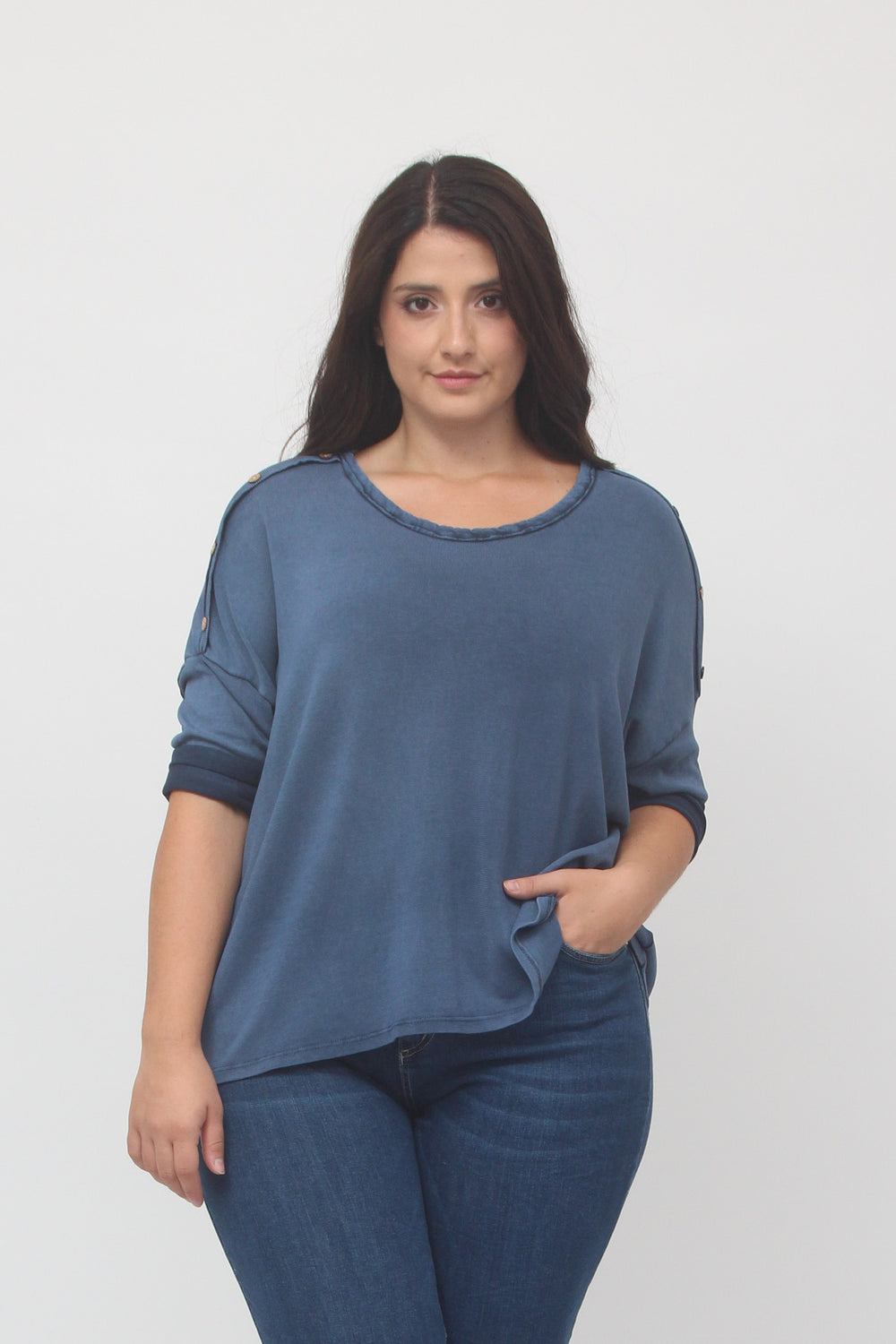 Maglia bottoni spalla - Blu