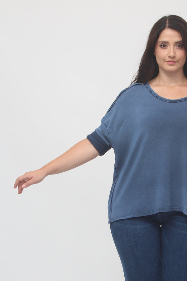Maglia bottoni spalla - Blu