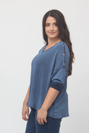 Maglia bottoni spalla - Blu