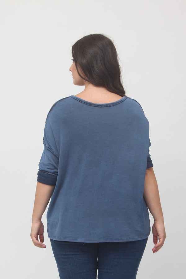 Maglia bottoni spalla - Blu