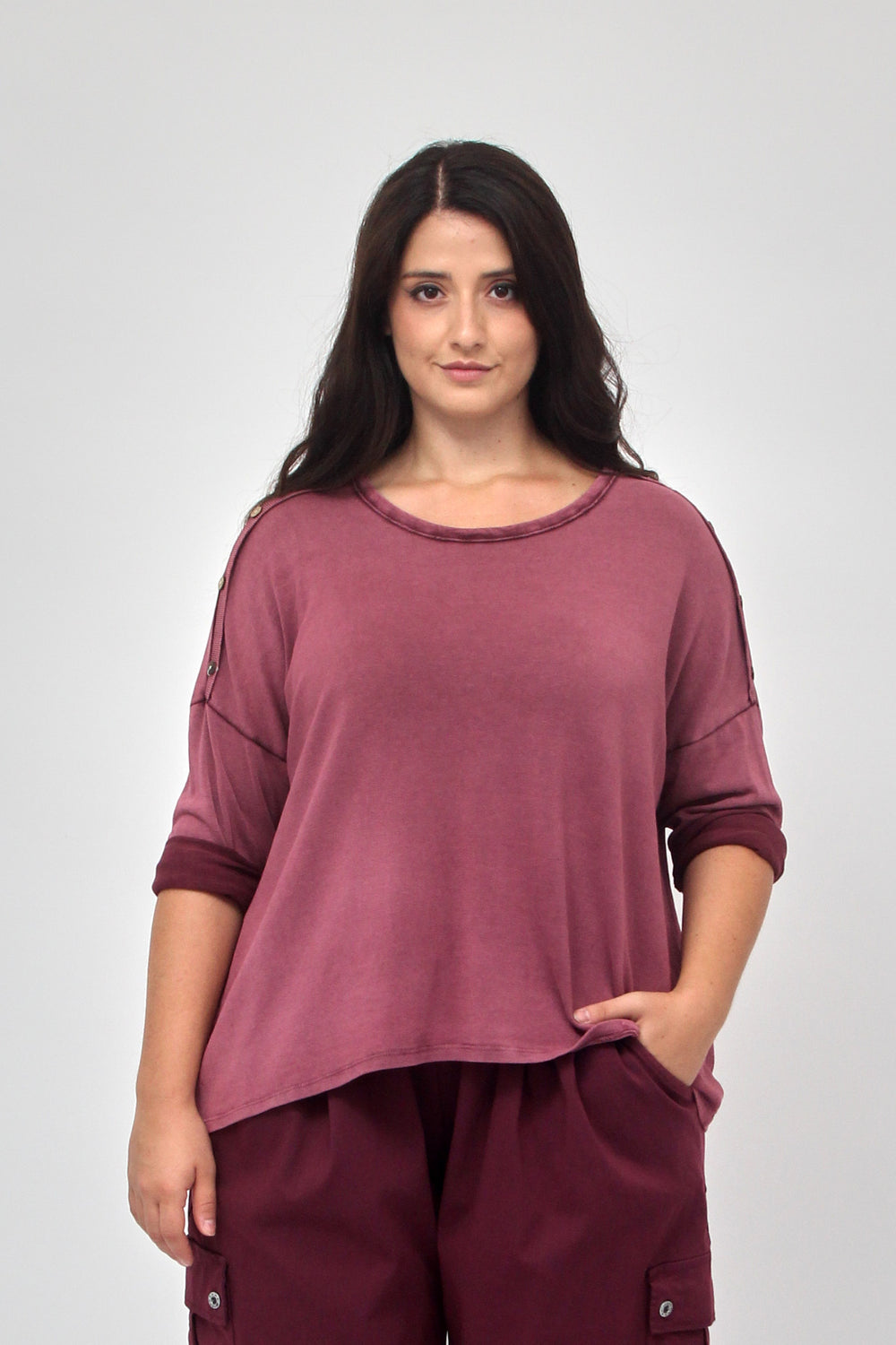 Maglia bottoni spalla - Vino