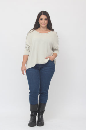Maglia bottoni spalla - Greige