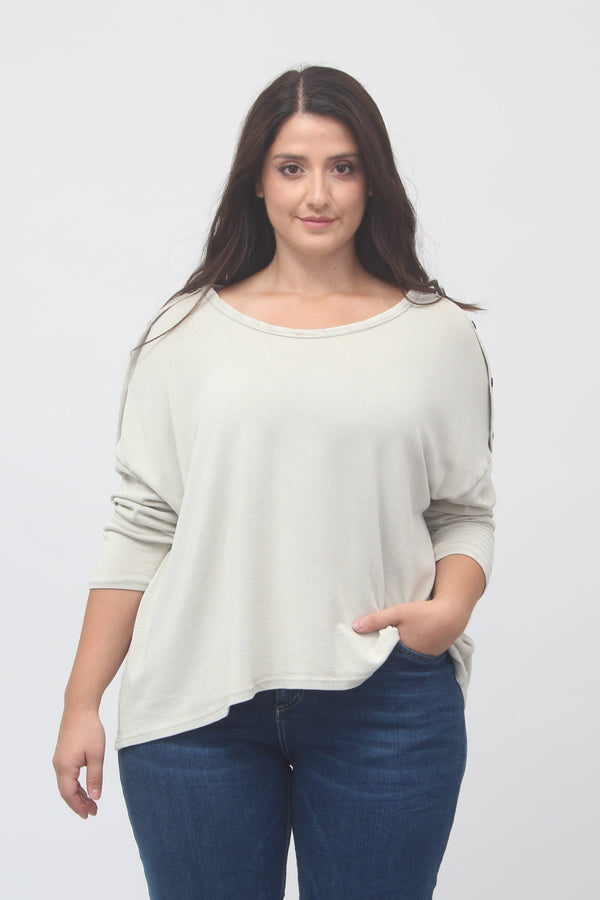 Maglia bottoni spalla - Greige