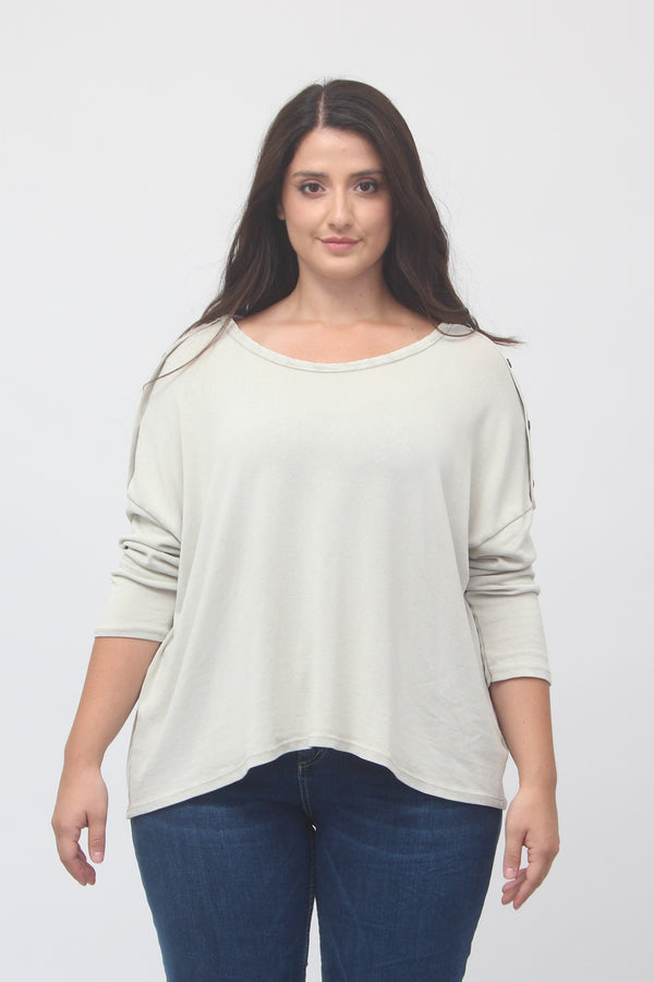 Maglia bottoni spalla - Greige