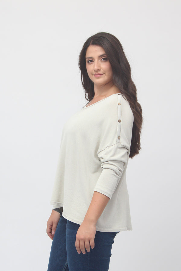 Maglia bottoni spalla - Greige