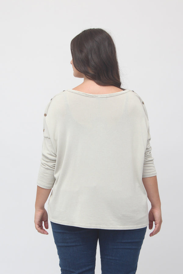Maglia bottoni spalla - Greige
