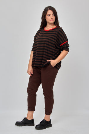 Maglia righe inserto filo - Moro