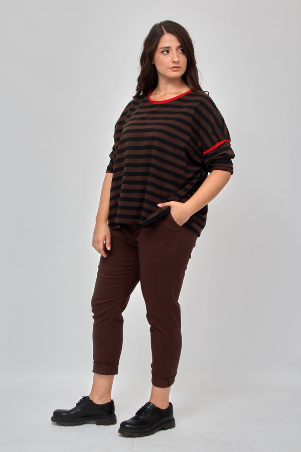 Maglia righe inserto filo - Moro
