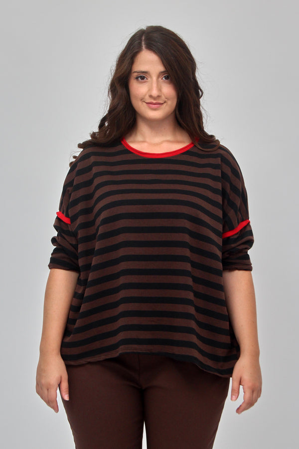 Maglia righe inserto filo - Moro