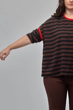 Maglia righe inserto filo - Moro