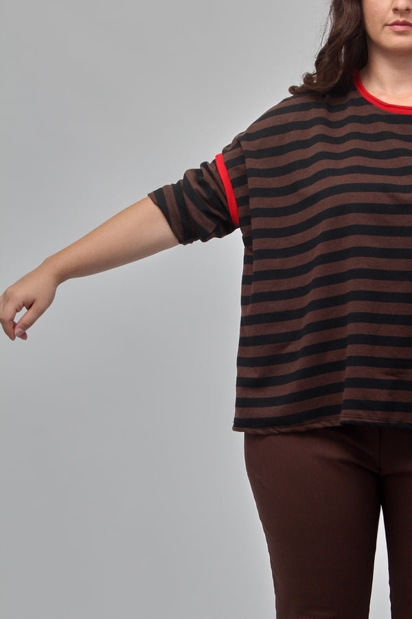 Maglia righe inserto filo - Moro