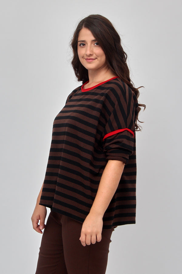 Maglia righe inserto filo - Moro